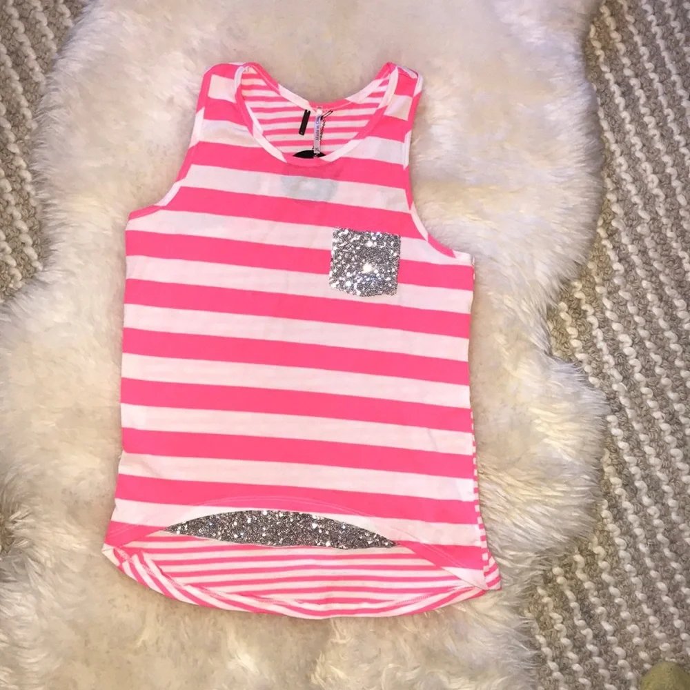 Pink white sequins tank top